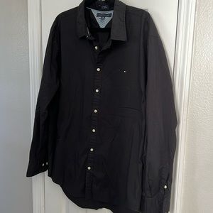Tommy black button up shirt